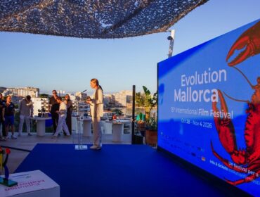 Guests at an outdoor festival reception at Evolution Mallorca International Film Festival