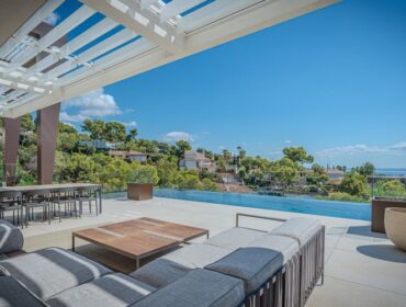 Architectural new build villa with sea views and rooftop spa for sale in costa d’en blanes