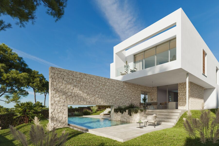 Contemporary four-bedroom villa with private pool in cala vinyes