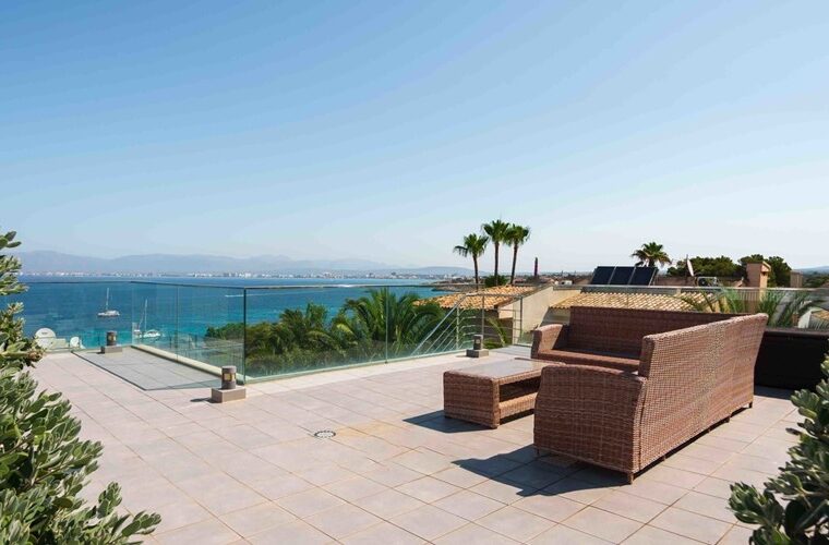 Elevated sea view townhouse with rooftop solarium & pool for sale in cala blava