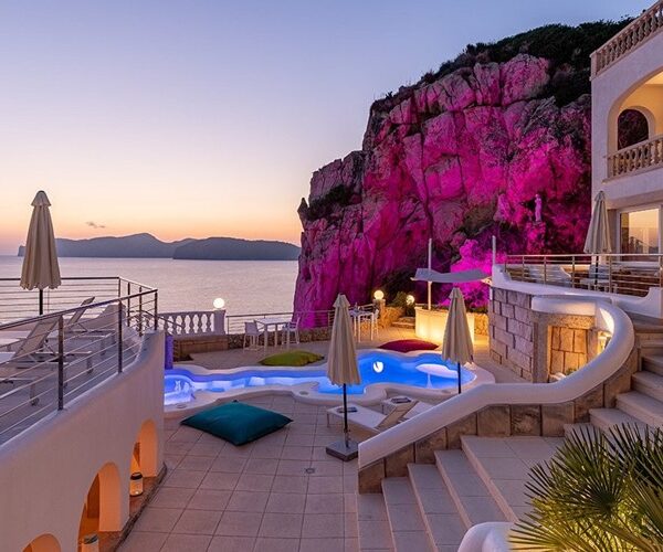 Cliffside villa with panoramic sea views and private beach access for sale in santa ponsa