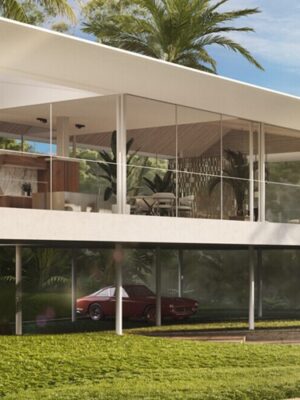 Architect-designed glass villa for sale with bespoke interiors and landscaped grounds in son vida