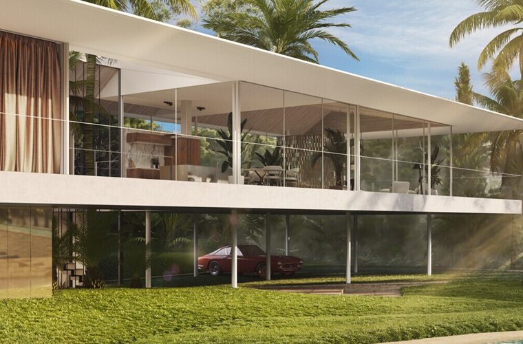 Architect-designed glass villa for sale with bespoke interiors and landscaped grounds in son vida