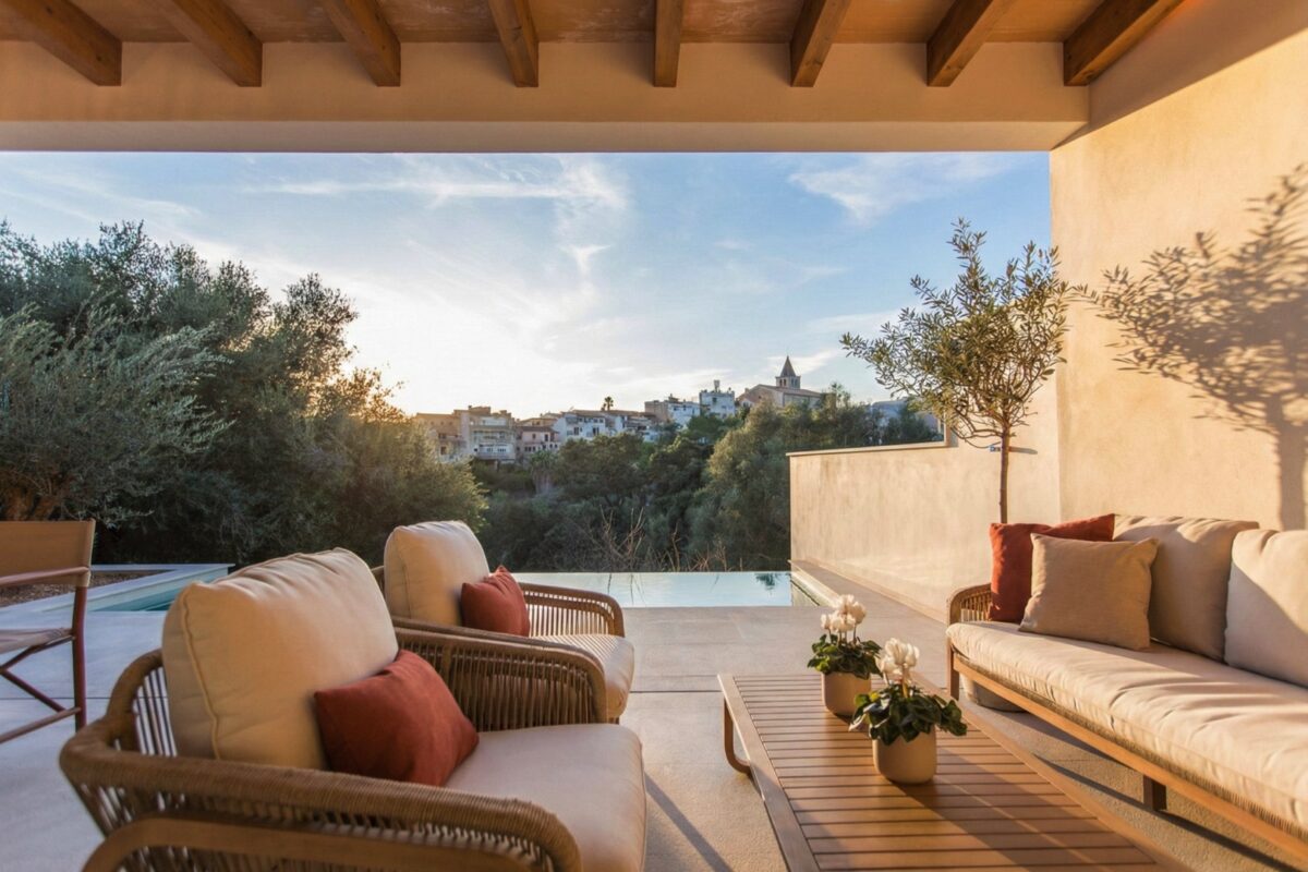 Neu gebautes Designer-Stadthaus mit Tramuntana-Blick zum Verkauf in Campanet